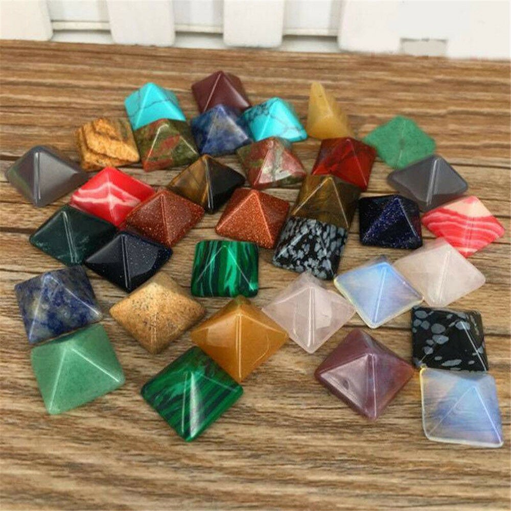 14Pc Chakra Pyramid Stone Crystal Quartz Healing Natural Spirituality Gemstone