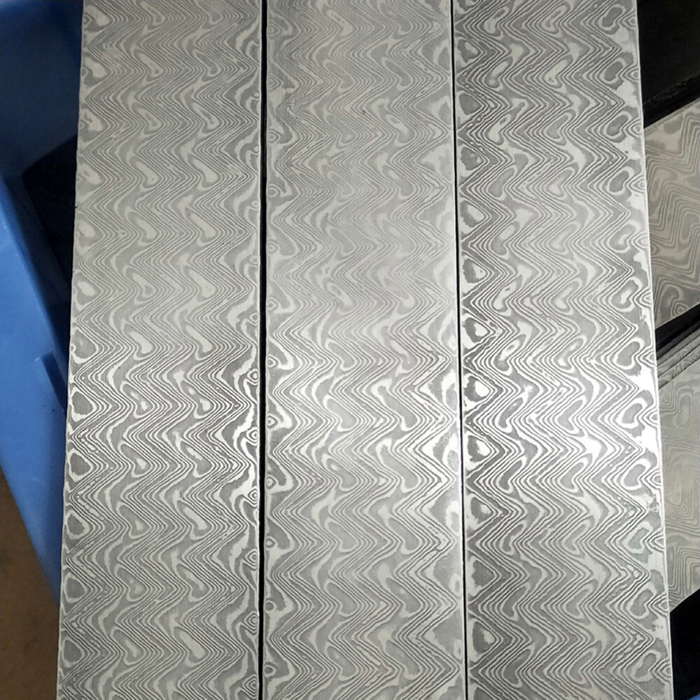 4X Handmade Damascus Steel Billet Knife Blank Blade DIY Making Bar Wave Pattern