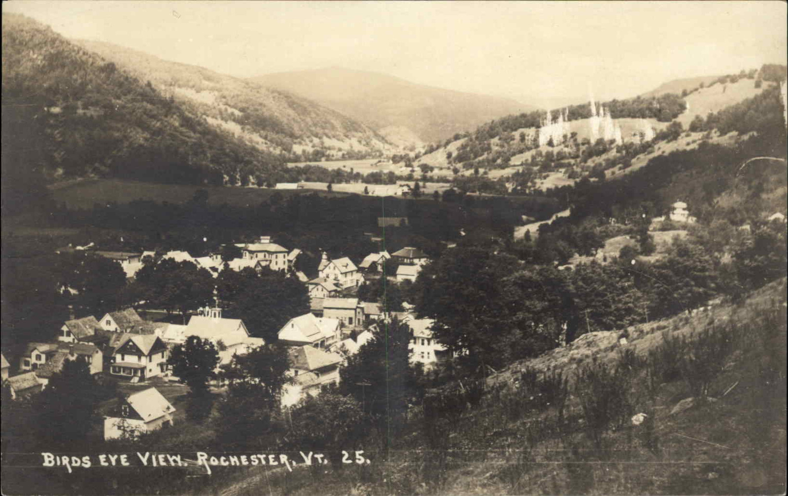 ROCHESTER VERMONT VT Bird\'s Eye View Antique RPPC Real Photo Postcard