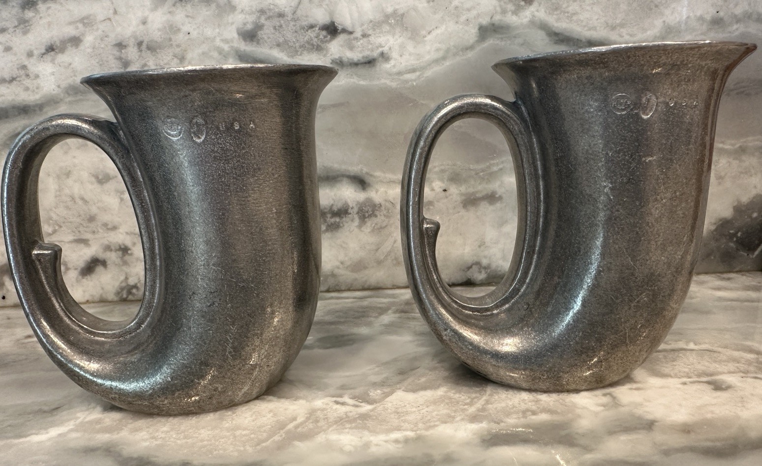 2 Vintage Wilton Armetale Aluminum Alloy Beer Mugs w/ Handles,Food Safe Hot/Cold