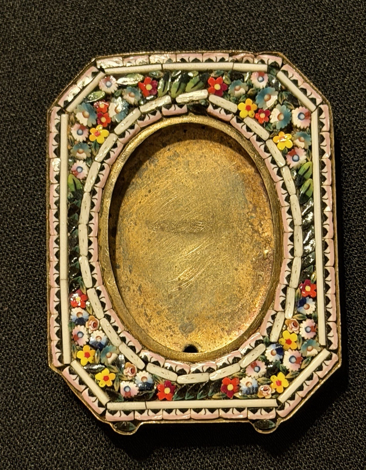 Antique Italian Micro Mosaic Miniature Picture Frame Floral Victorian