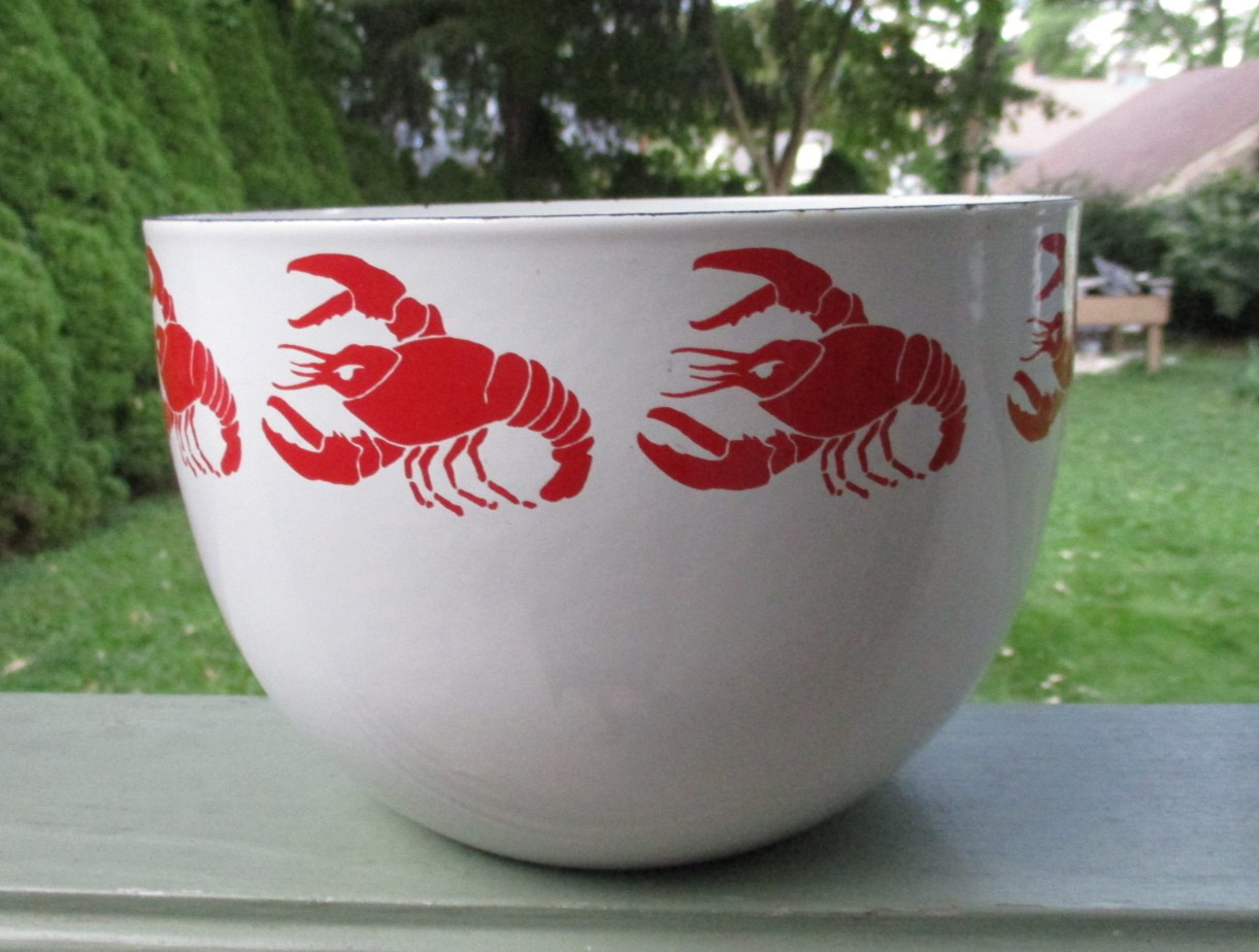 1960’s Kaj Franck Arabia Finland Enamel Lobster Design Bowl Modernist
