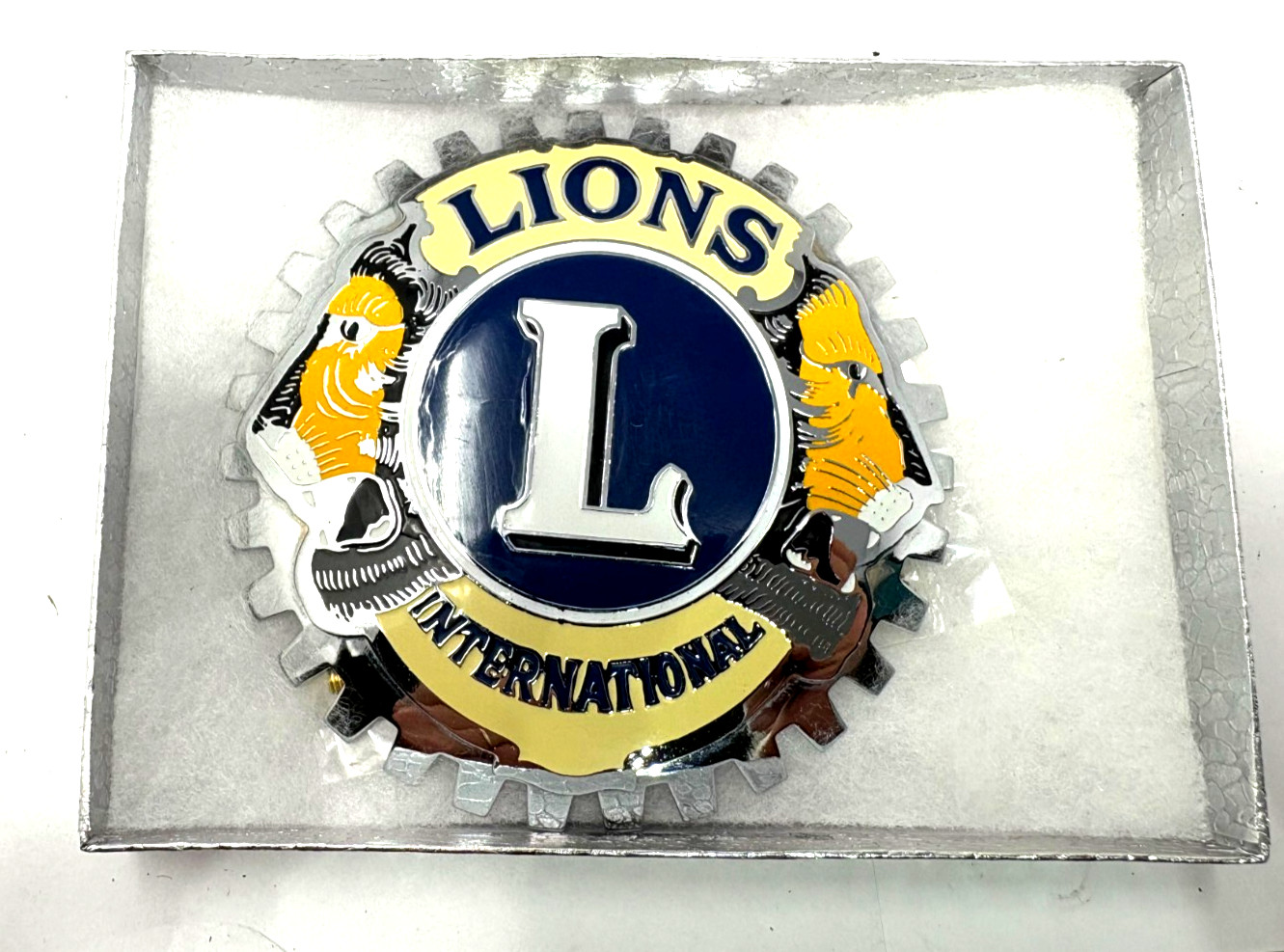 LIONS INTERNATIONAL Vintage Car Emblem / Grill Badge, New Old Stock