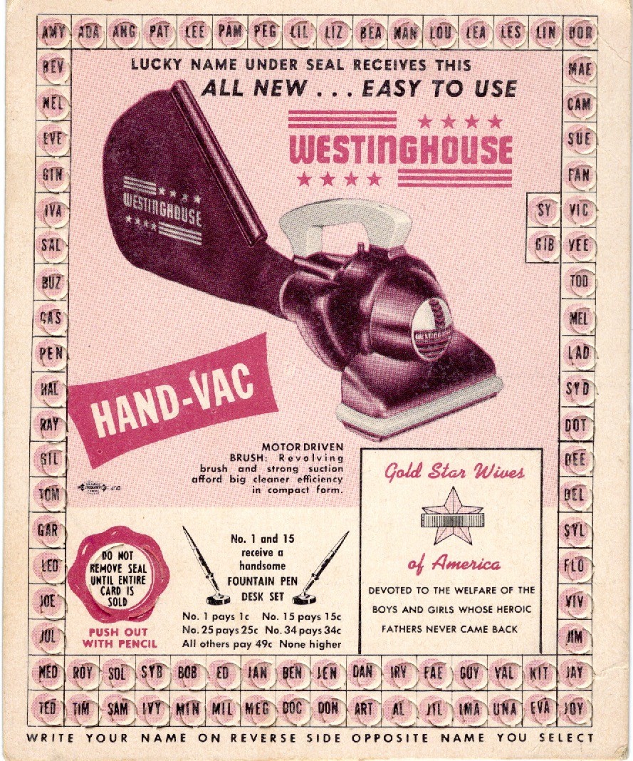 Vintage 1940\'s HAND-VAC by Westinghouse Advertising Name Punch Card UnPunched.