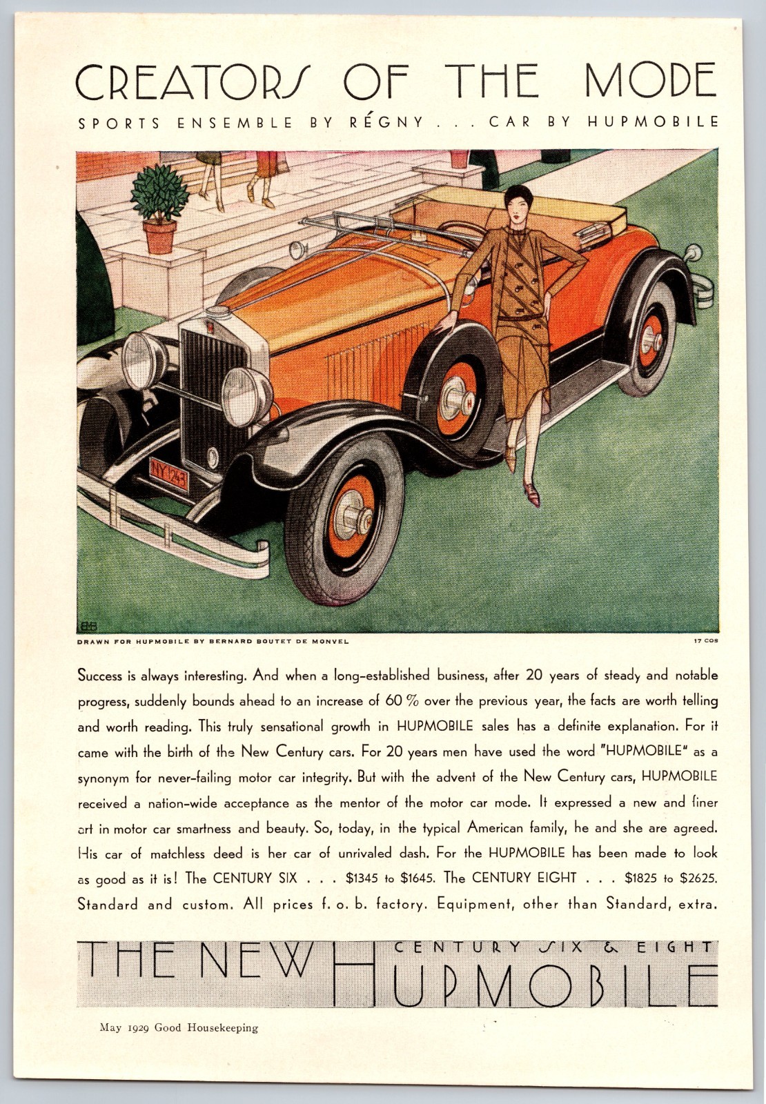 Vintage 1929, Hupmobile, Century Six & Eight Auto, Automobile, Car 20's Print Ad