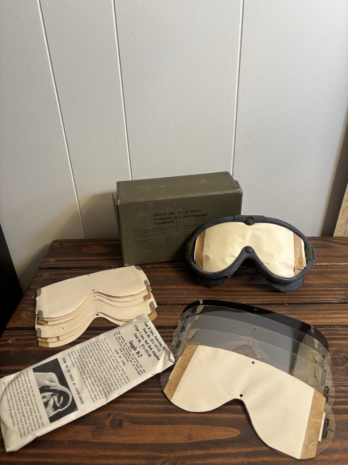 WW2 Polaroid N-2 M1944 All Purpose Goggles NOS W/ Lenses Army Air Corp B-8