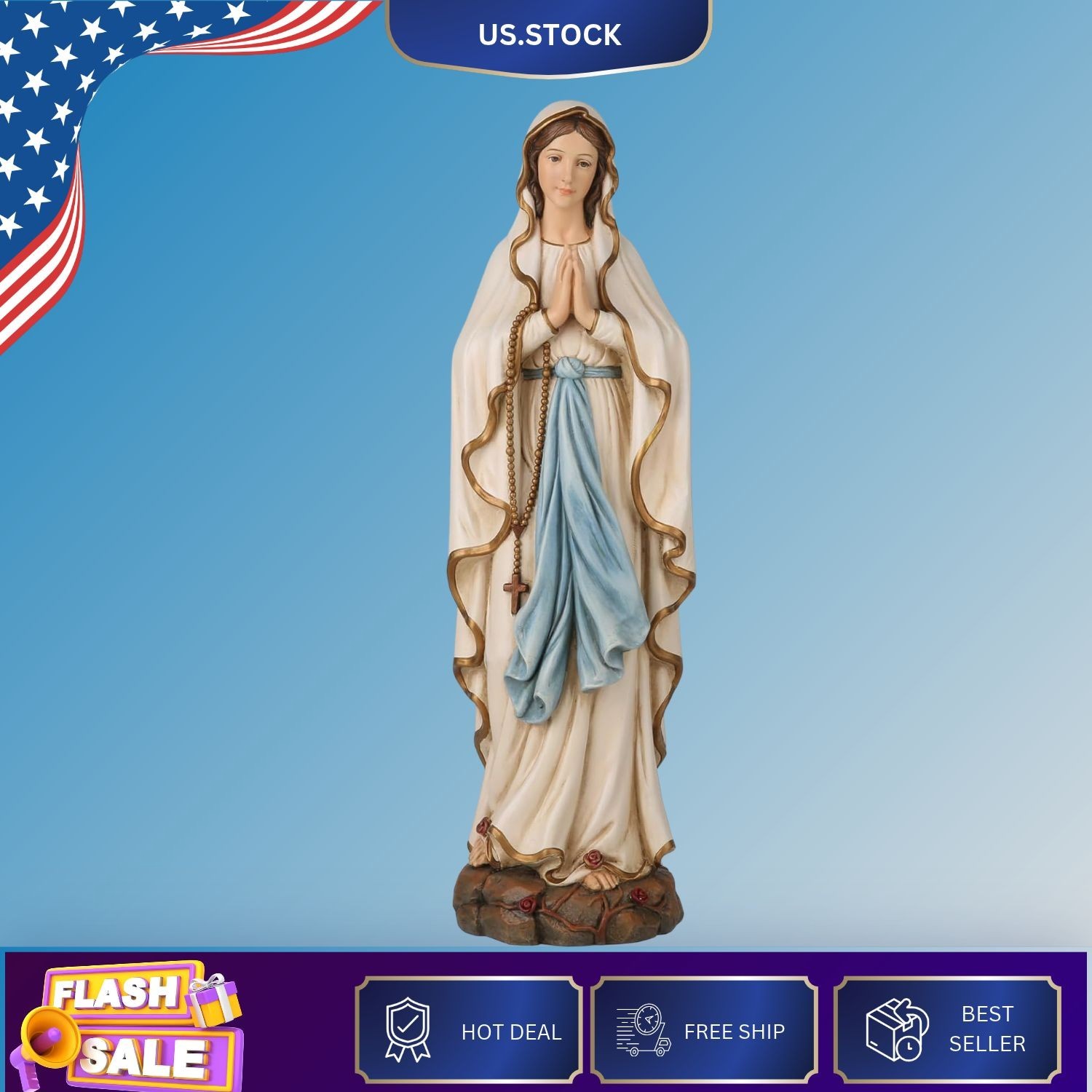 BC Catholic Our Lady of Lourdes Statue 14.5