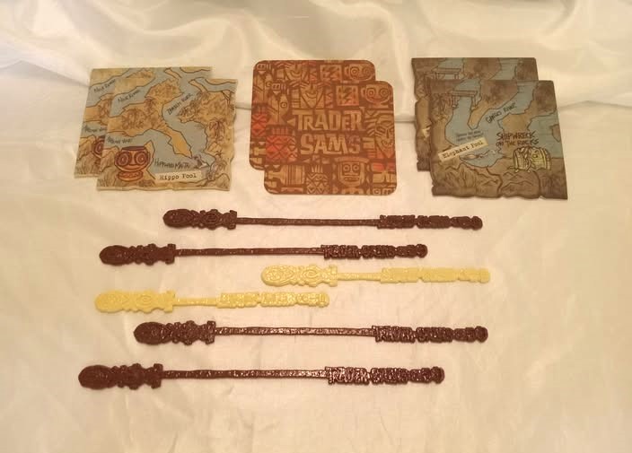 Disneyland Trader Sam's Assorted Coasters & Stir Sticks, new, unused, 12 pieces