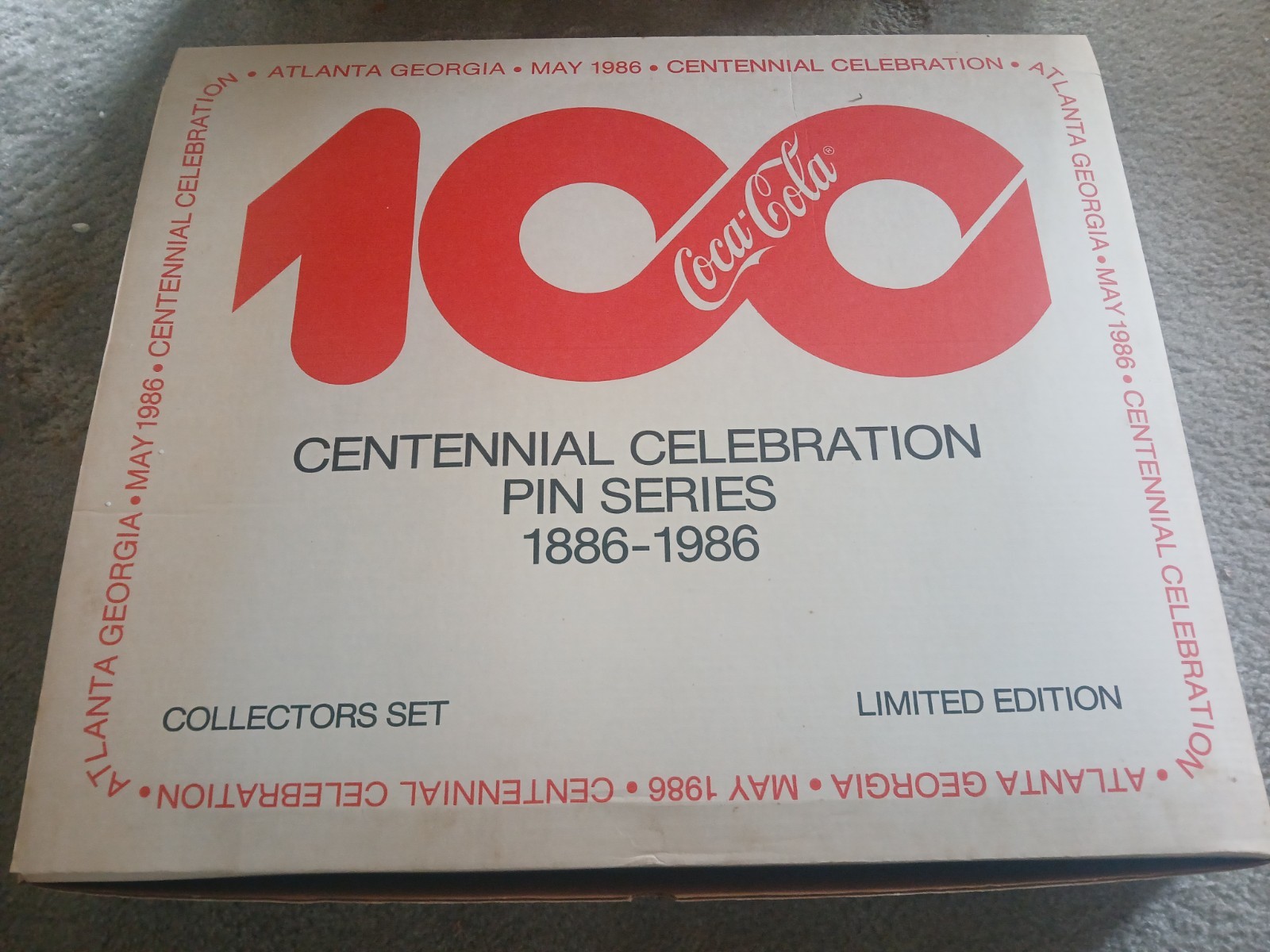 Vintage 1986 Coca-Cola Centennial Pin Series Set Complete 101 Pins Framed w/ Box