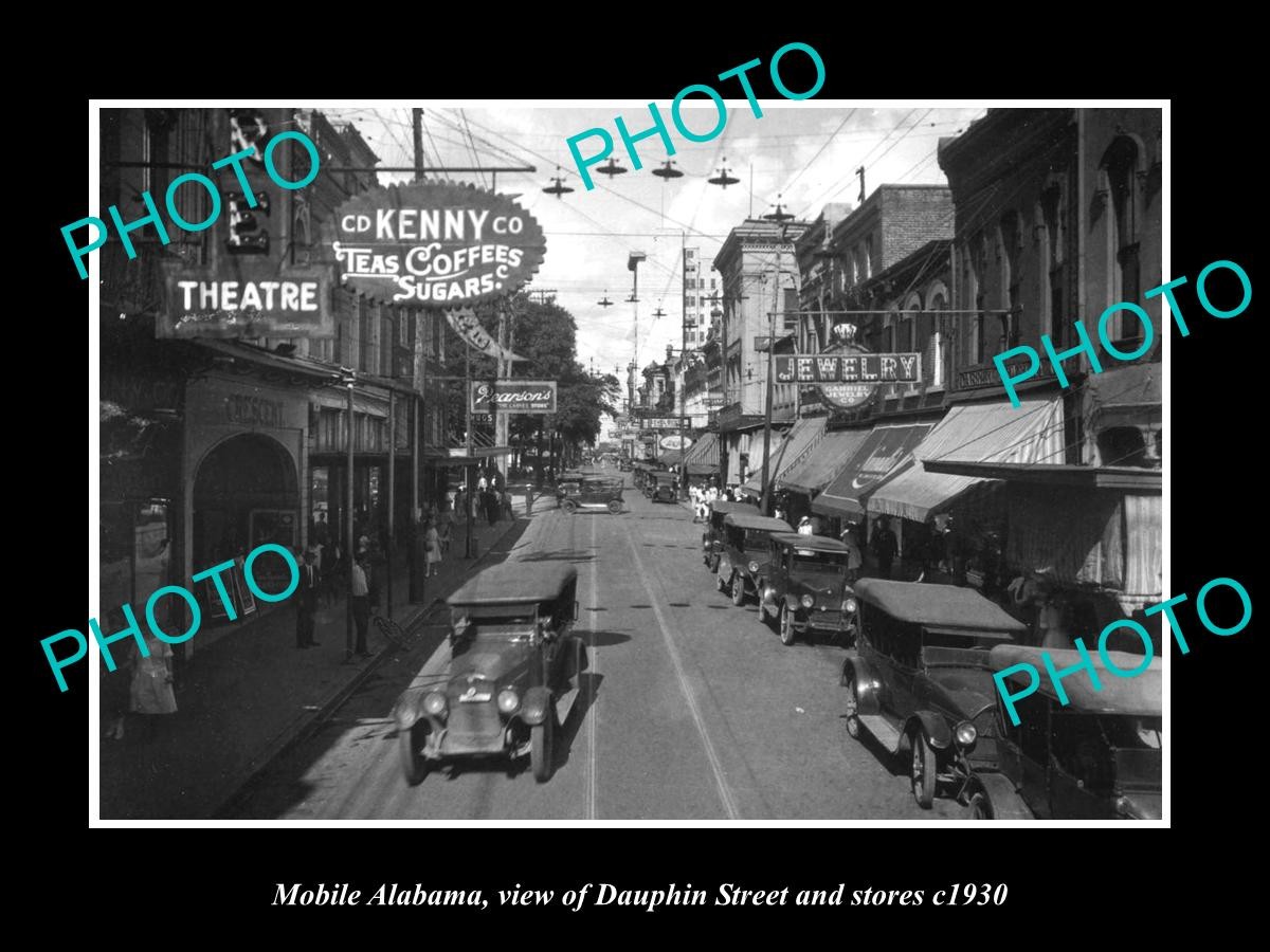 Mobile Alabama View Of Dauphin St & Stores c1930 Old Large Historic Photo