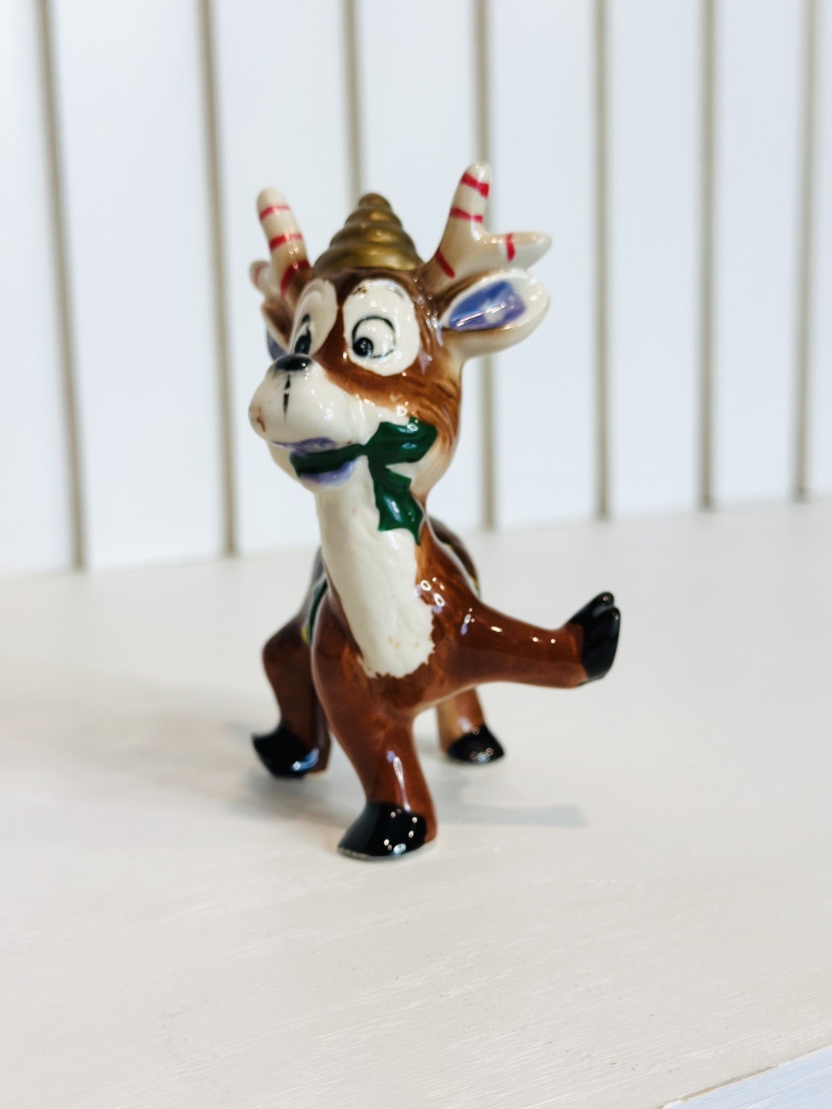 Rare Vintage Kreiss Christmas Reindeer Ceramic Figurine MCM Psycho Kitsch Decor