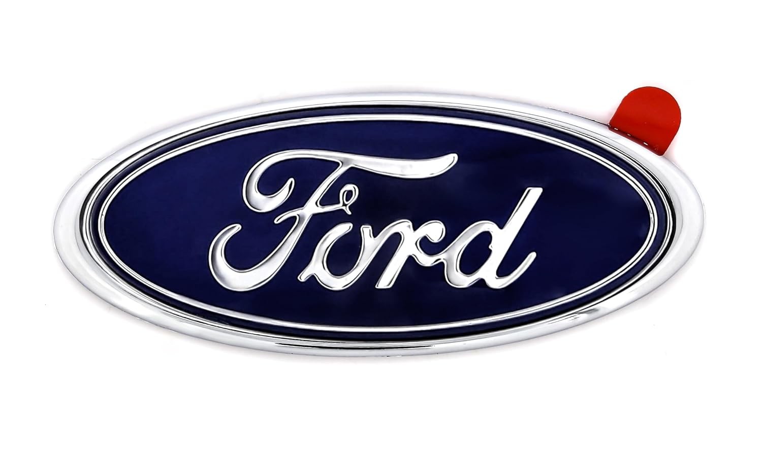 Mini Ford Blue Oval Novelty Logo Chrome Plated Plastic Emblem.