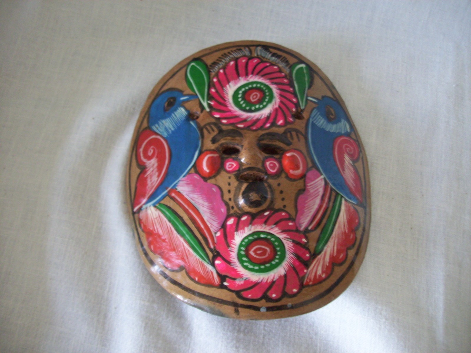 Vintage Colorful Terracotta Clay Mexican Folk Art Mask 6\