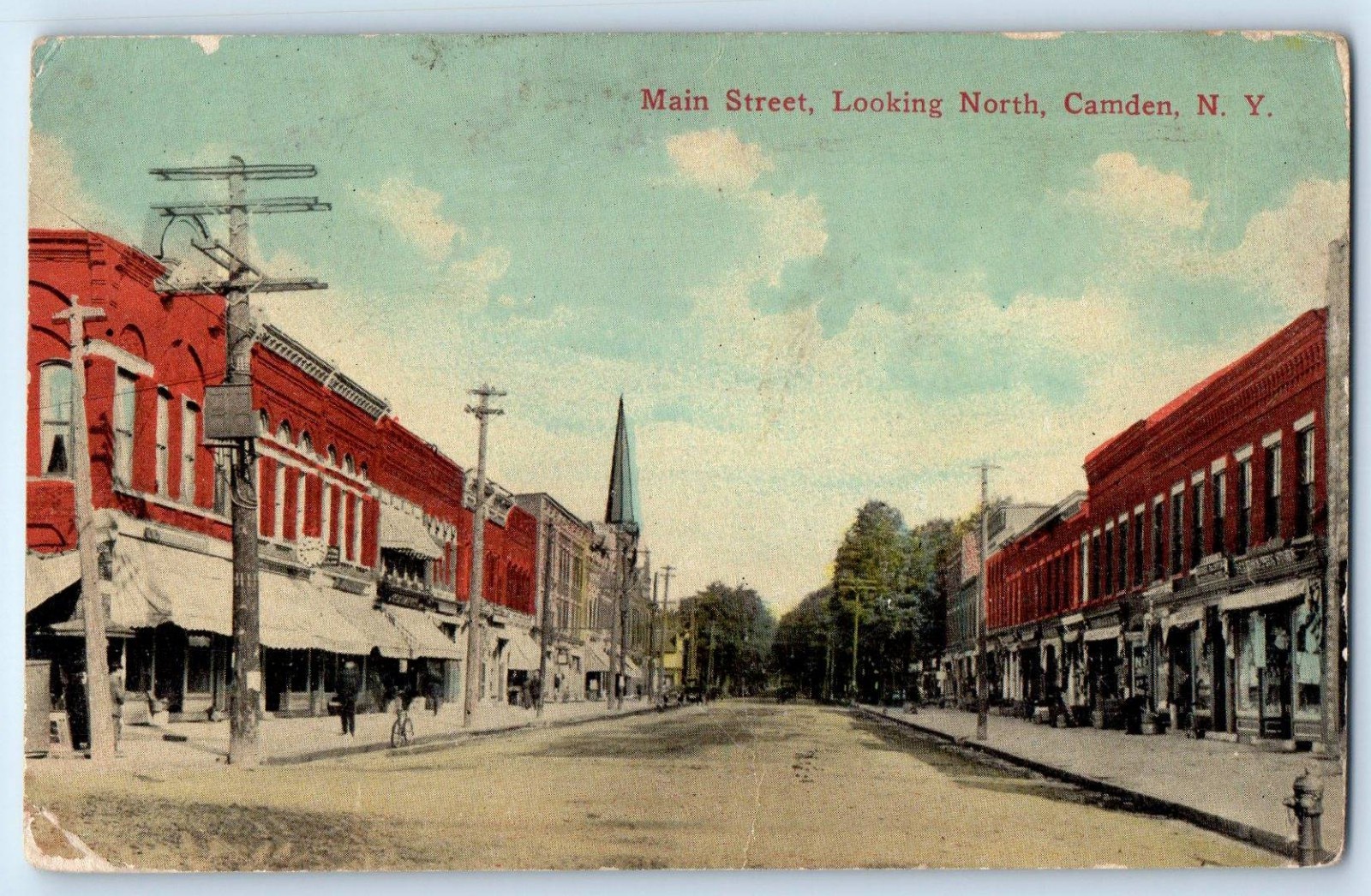 1910 Camden New York NY Vintage Postcard Main Street Looking North Road Building