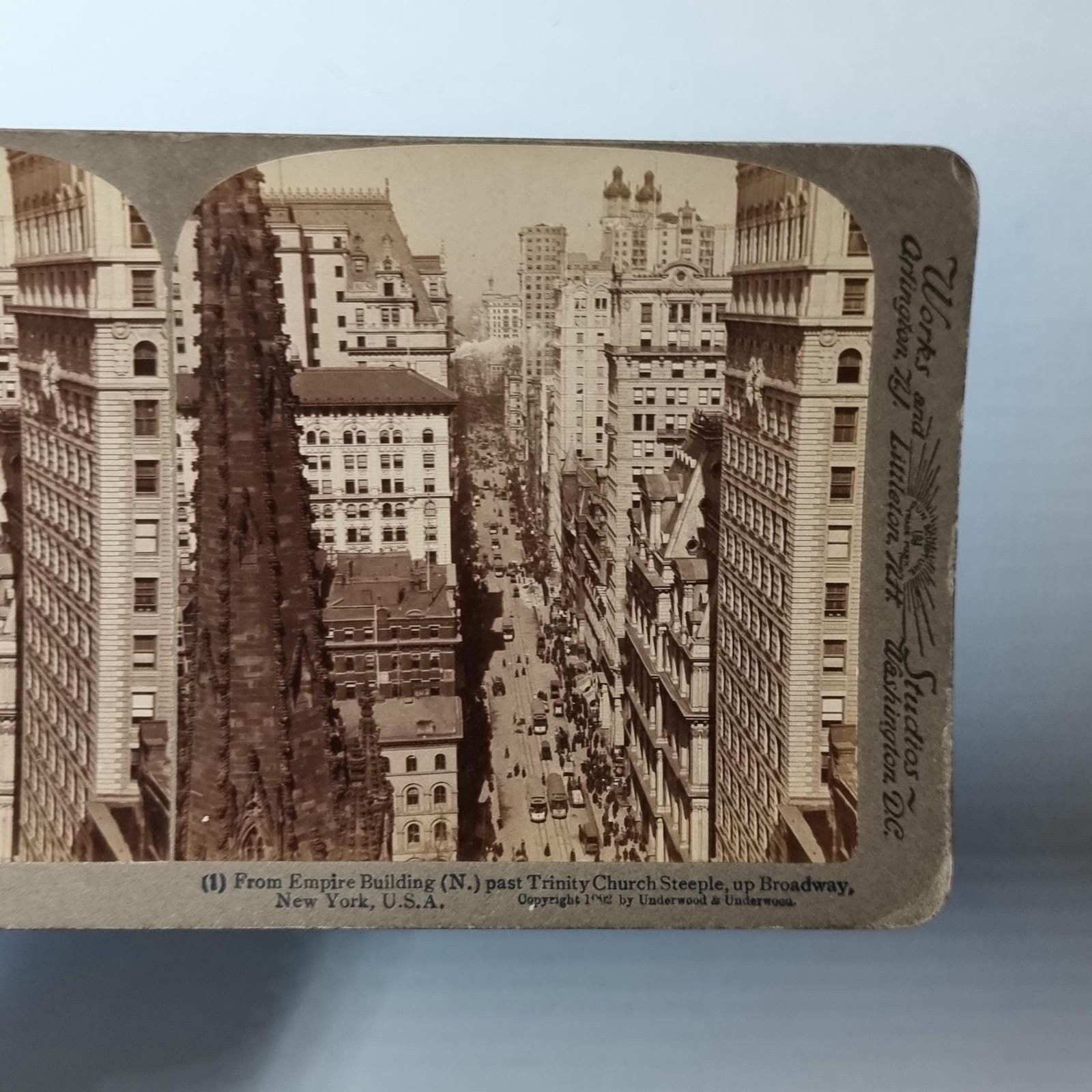 New York Ny America Stereoview C1900 Real Photo Broadway Empire State Building