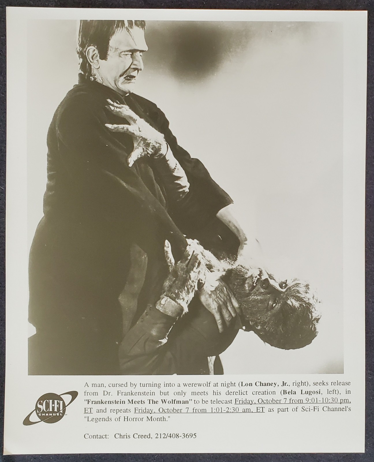 1990s Bela Lugosi Lon Chaney Jr Frankenstein Meets The Werewolf 8x10 Press Photo