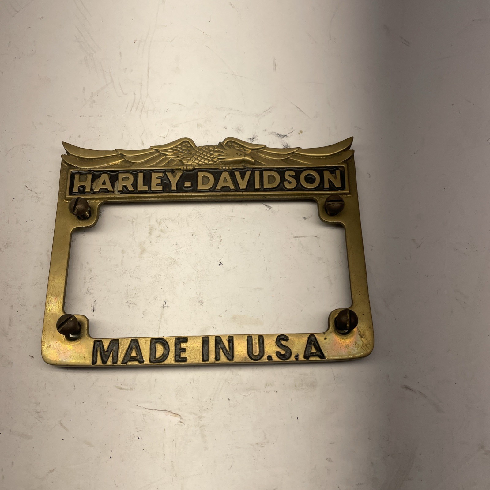 Harley-Davidson Vintage Solid Brass Shovelhead license plate with eagle design
