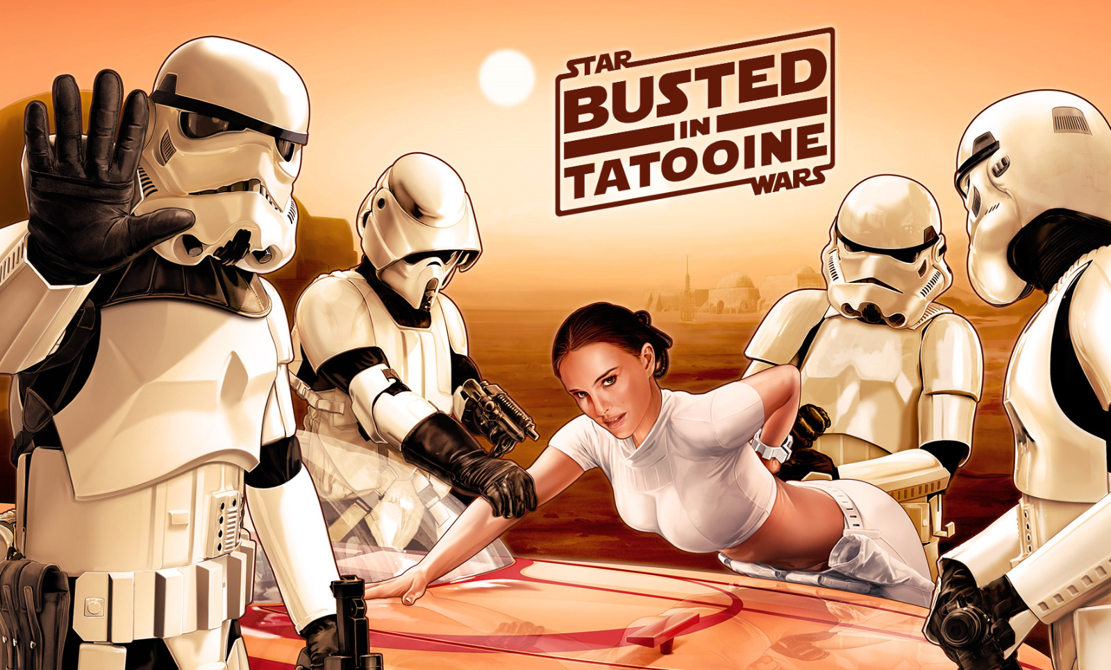 Star Wars Busted In Tatooine Poster 11X17 Padme Amidala Stormtrooper Portman 🍿