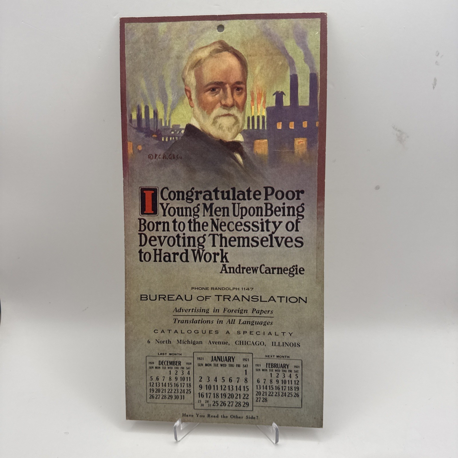 Rare Antique 1921 Andrew Carnegie Advertising Calendar – Bureau of Translation