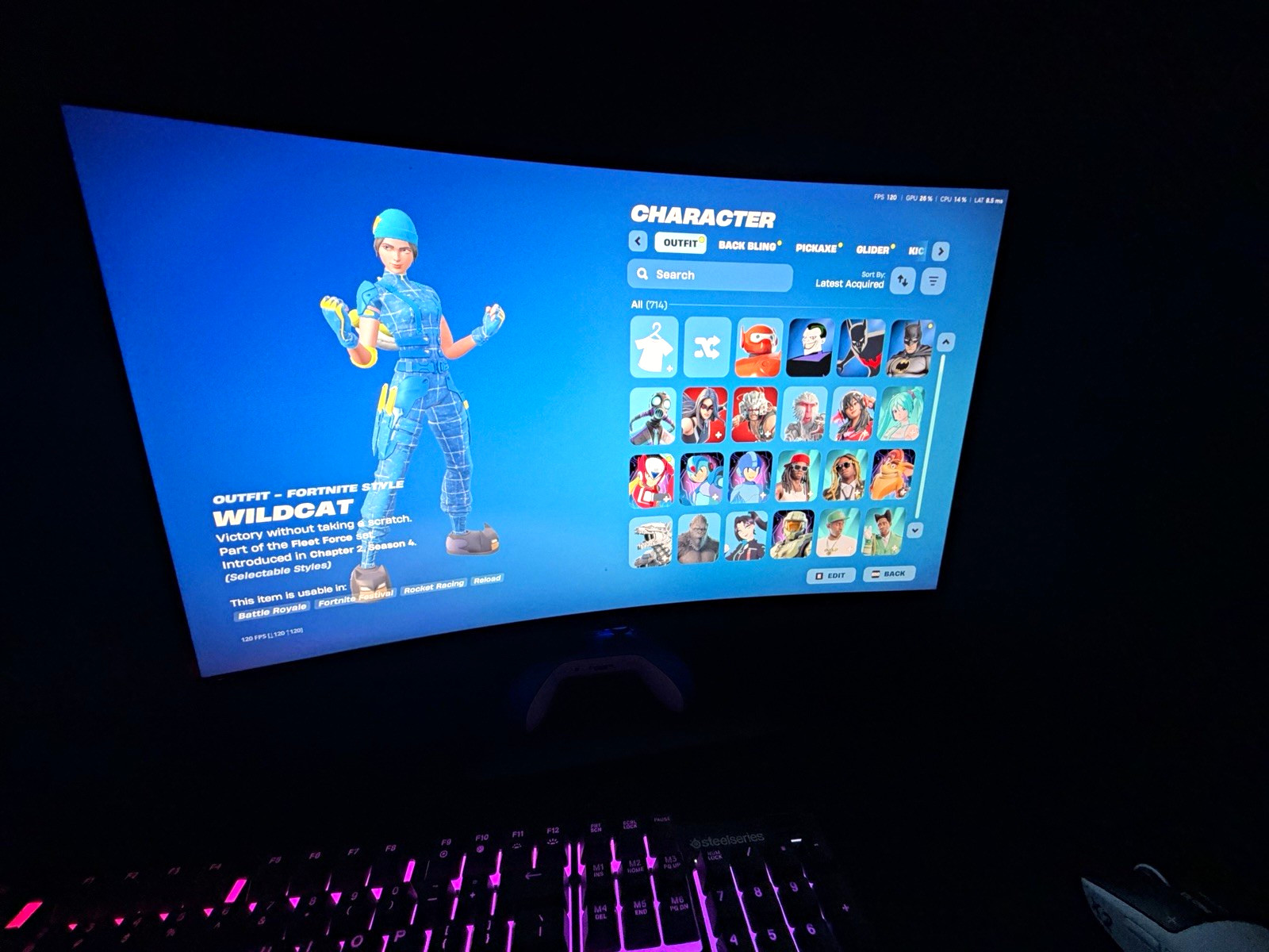 Fortnite Game Account - Wildcat Outfit, Reaper Pickaxe, 6 Foot 7 Foot Emote