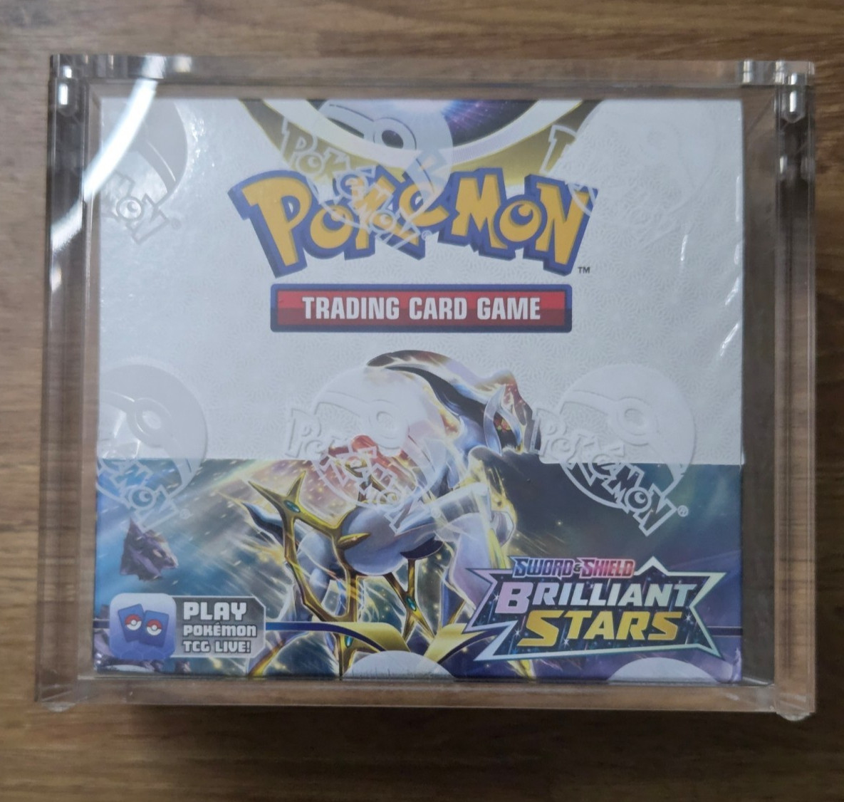 Pokémon TCG Sword & Shield Brilliant Stars Sealed Booster Box and Acrylic Case