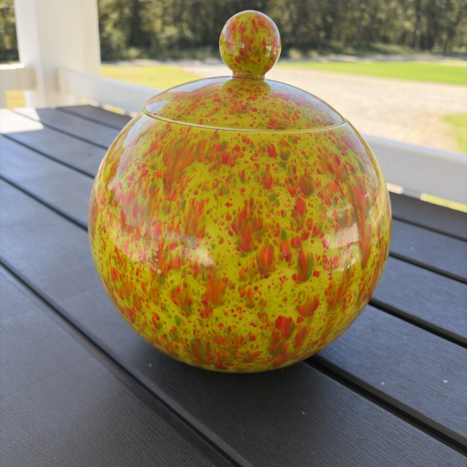 Vintage 1960’s Arnel’s Hand Painted Spherical Ceramic Cookie Jar
