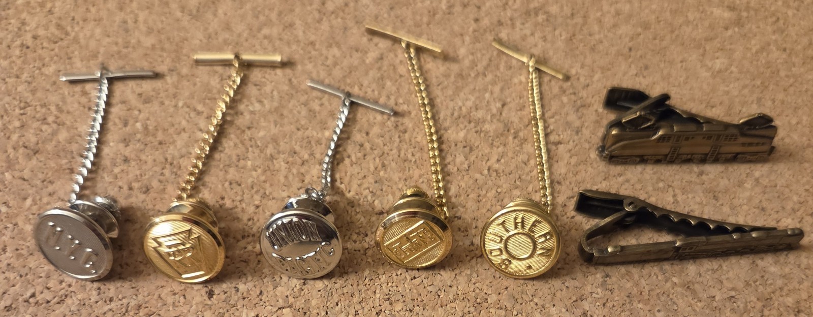 Vintage Railroad Jewelry Lot PRR NYC Union Pacific GG1 Steam Button Tie Clip...