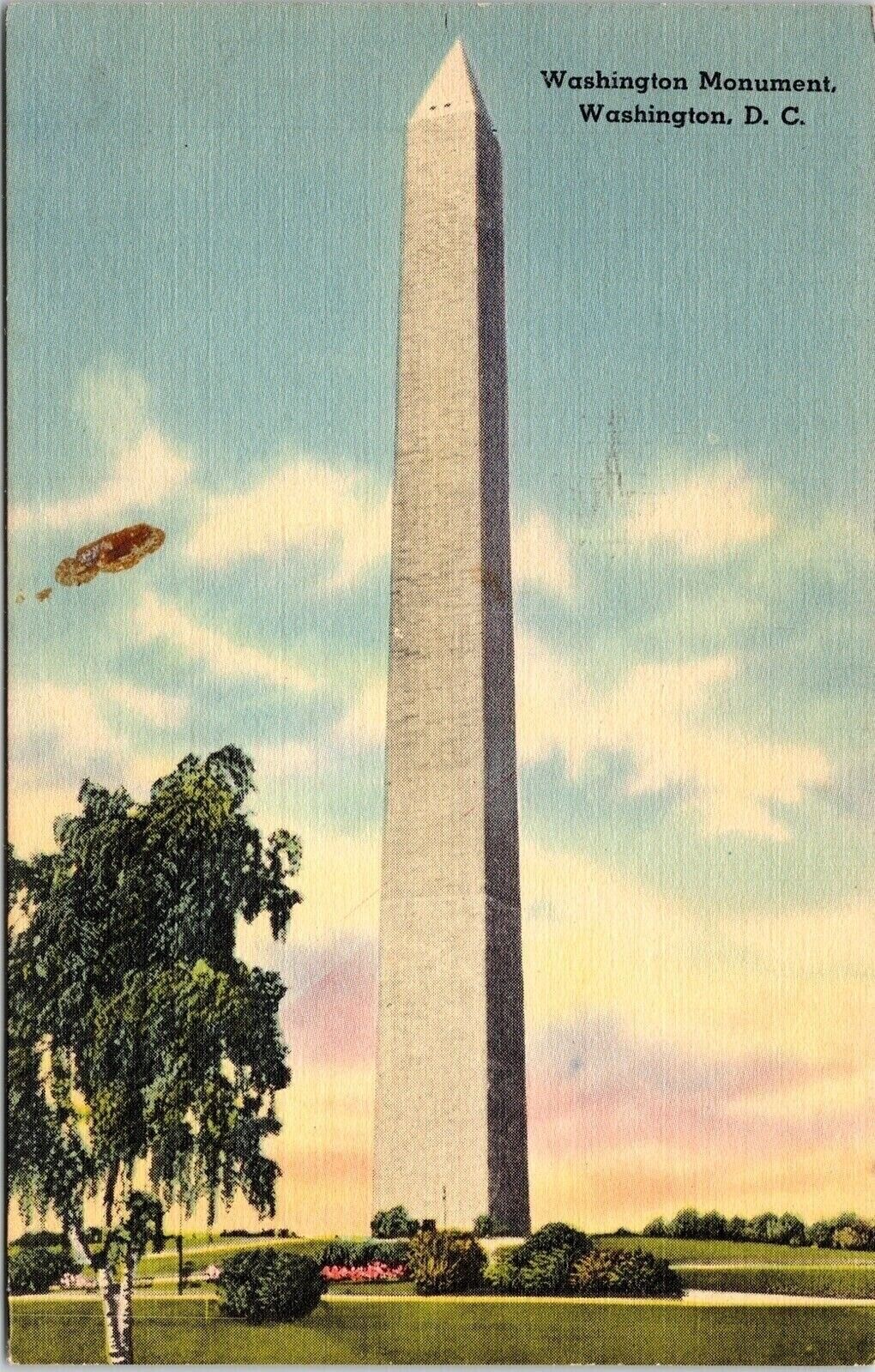 Washington Monument Dc Linen Cancel Pm Wob Note Pm Postcard