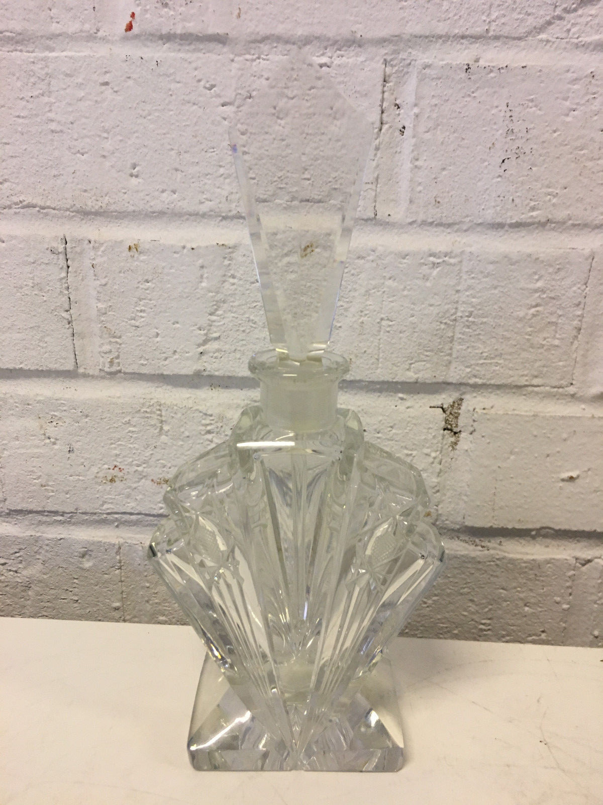 Vintage Antique Czech Czechoslovakia Clear Glass Perfume Bottle