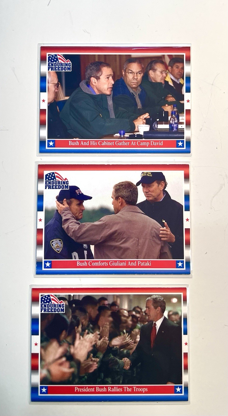 Topps Enduring Freedom George W. Bush 2001 3-Card Lot #9, #27, #47