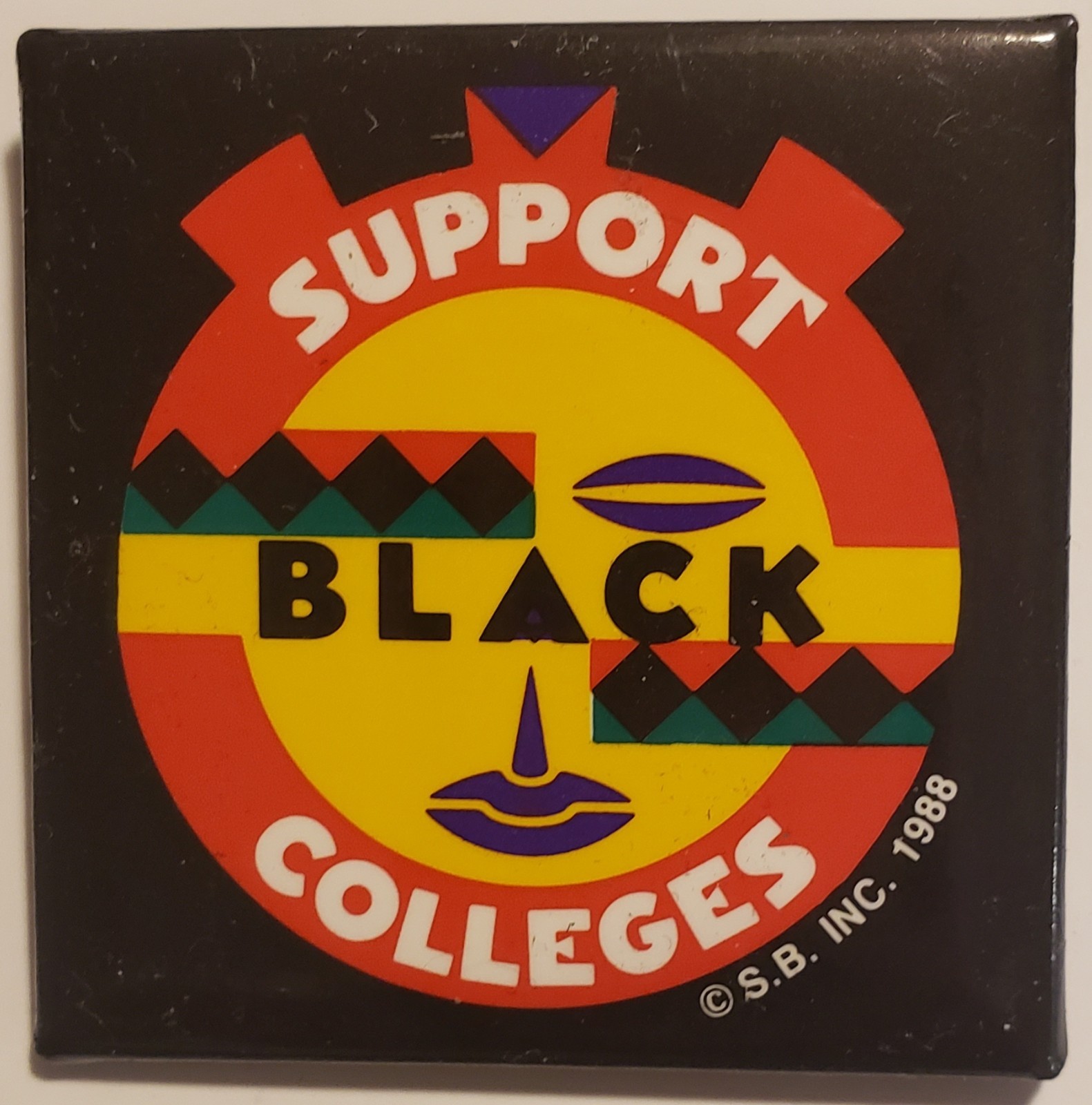 Support Black Colleges 1988 original Vintage pin by Student Bodies Inc.