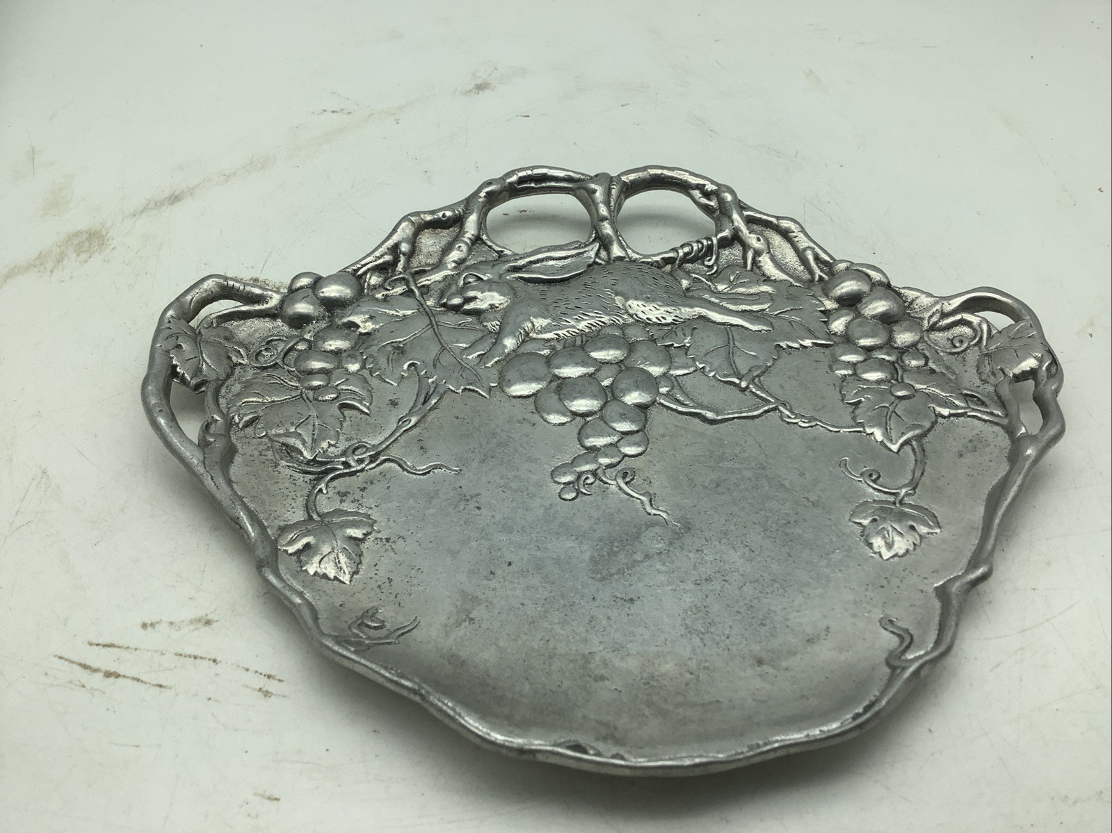 Vintage Arthur Court Bunny Rabbit & Grapes Trinket  Sml Tray Whimsical Jewelry