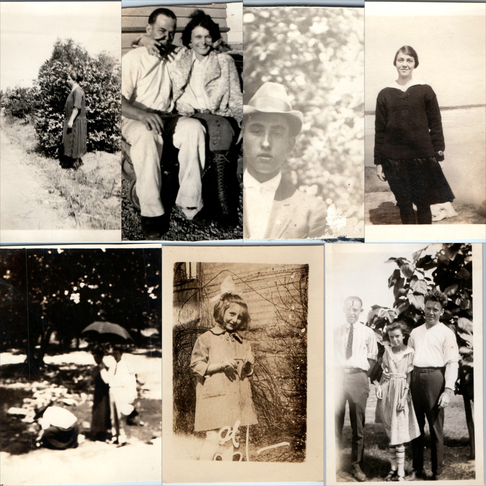 x7 LOT c1920s Flapper Sailor Collar Boots Snapshot Photos Family Fashion Garden