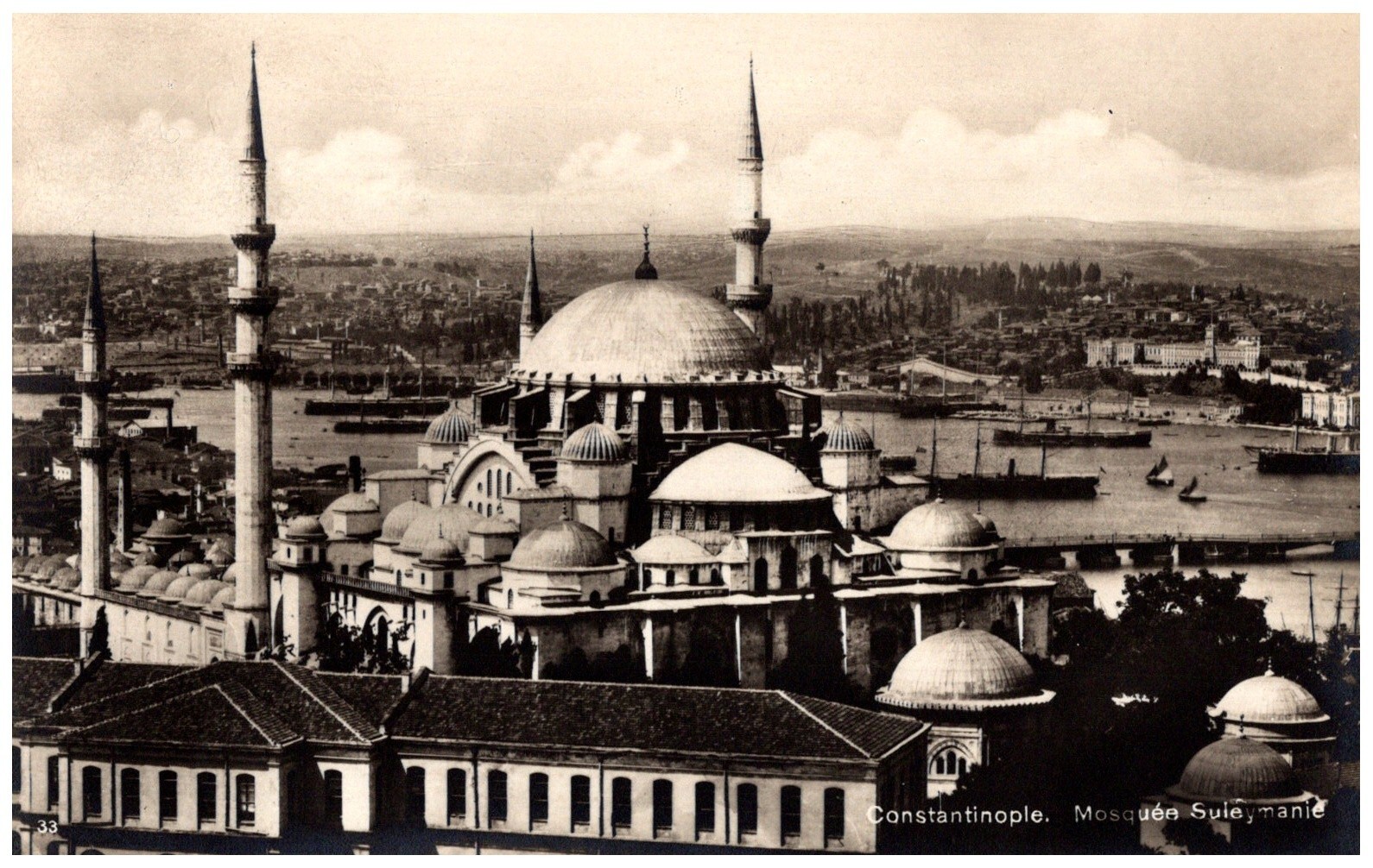 Süleymaniye Imperial Mosque Constantinople Turkey 1920s RPPC Islamic Istanbul