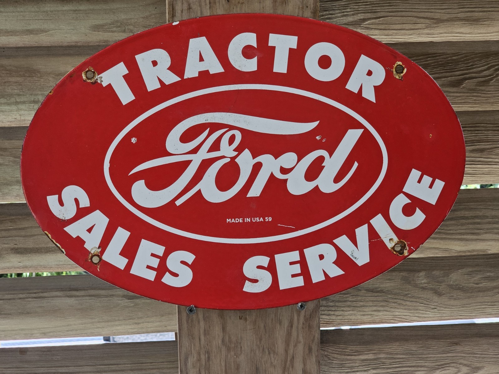Vintage Large Ford Tractor Sign Gas Service Station Pump Motor Porcelain Sign