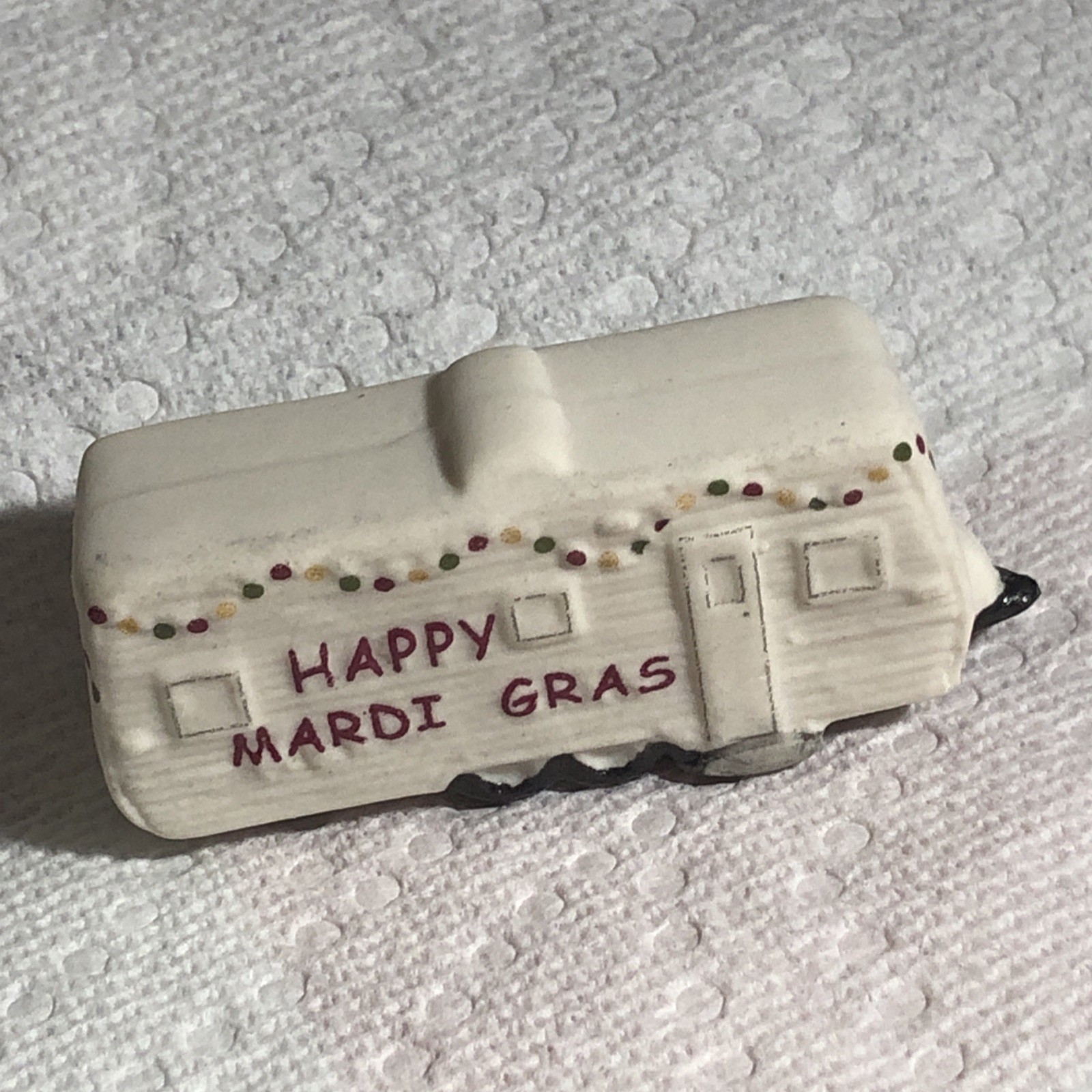2007 Haydel\'s Bakery  Porcelain Mardi Gras King Cake Baby Fema Trailer