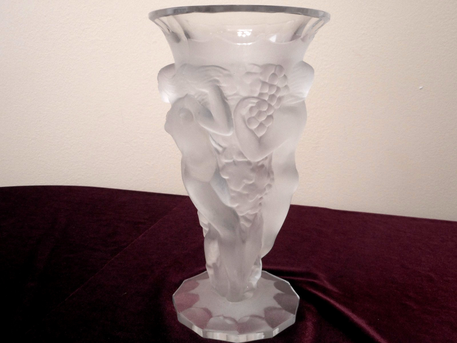 Circa 1920's ''La Dancing Nymphs'' by Joseph Inwald Art Glass Vase 8.5''