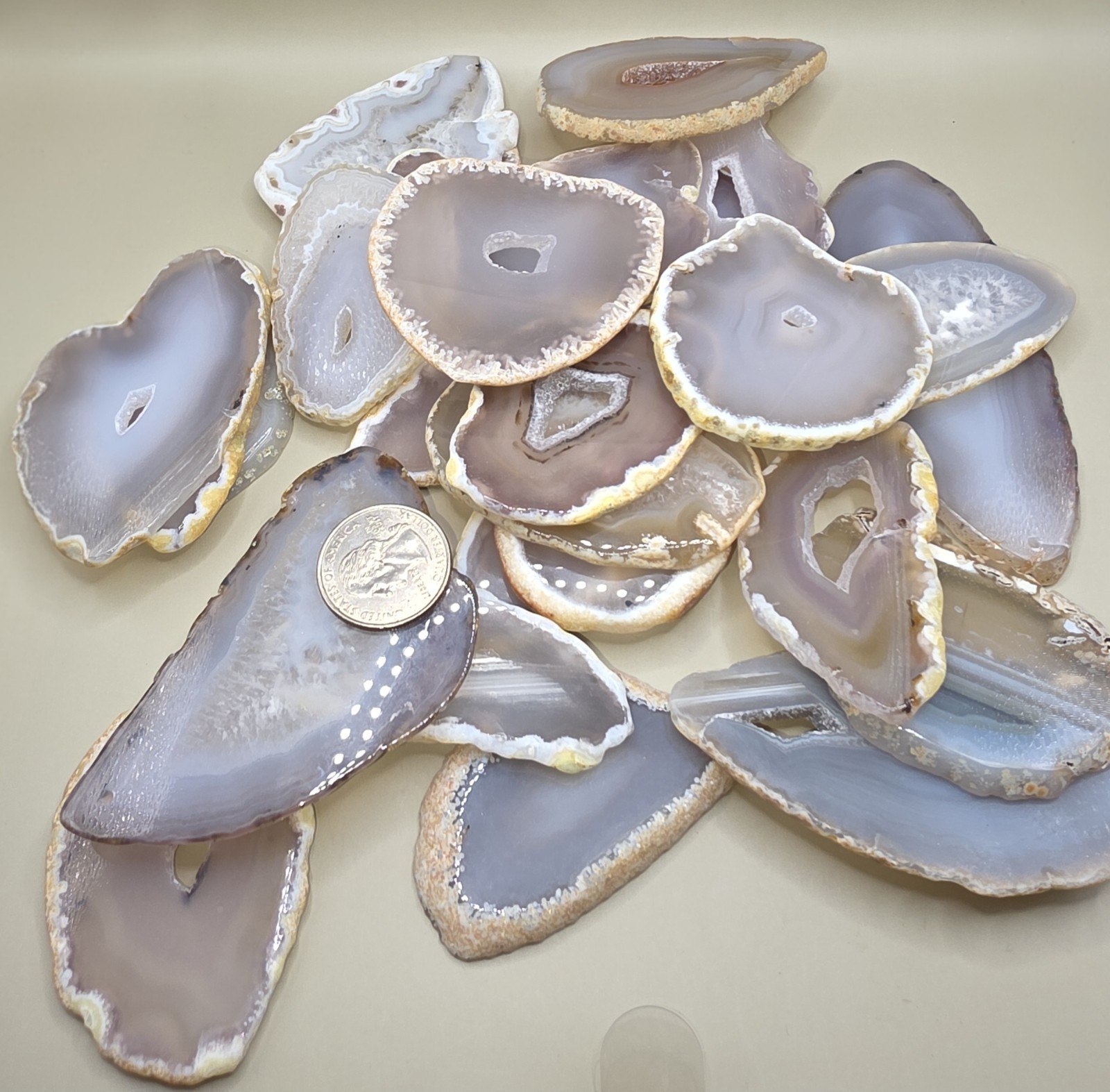 Natural Agate Slabs Beautiful Pastel  Blue And Lavender Transparent lot of 4