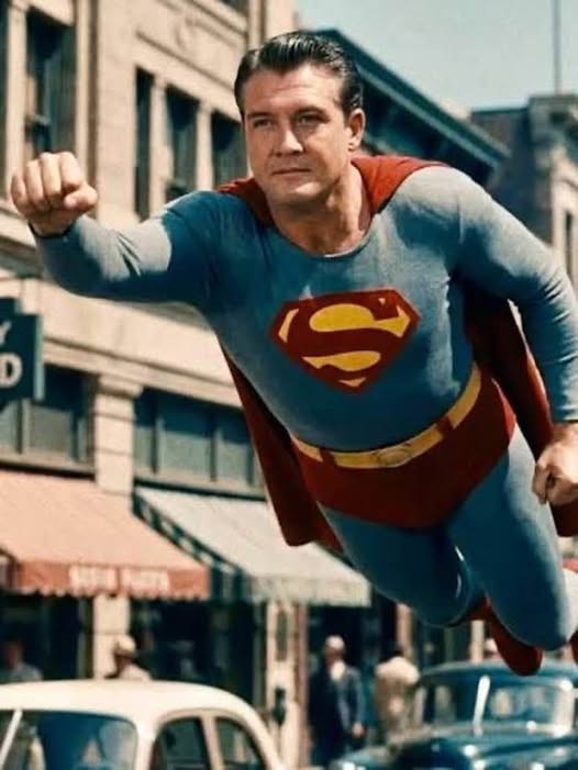 RARE COLOR STILL  SUPERMAN GEORGE REEVES FLYING
