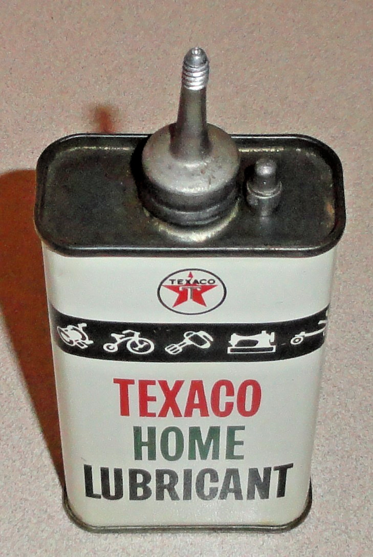 Rare Old Vintage NOS Lead Top TEXACO 4 Oz Home Lubricant Oil Can Handy Oiler Tin