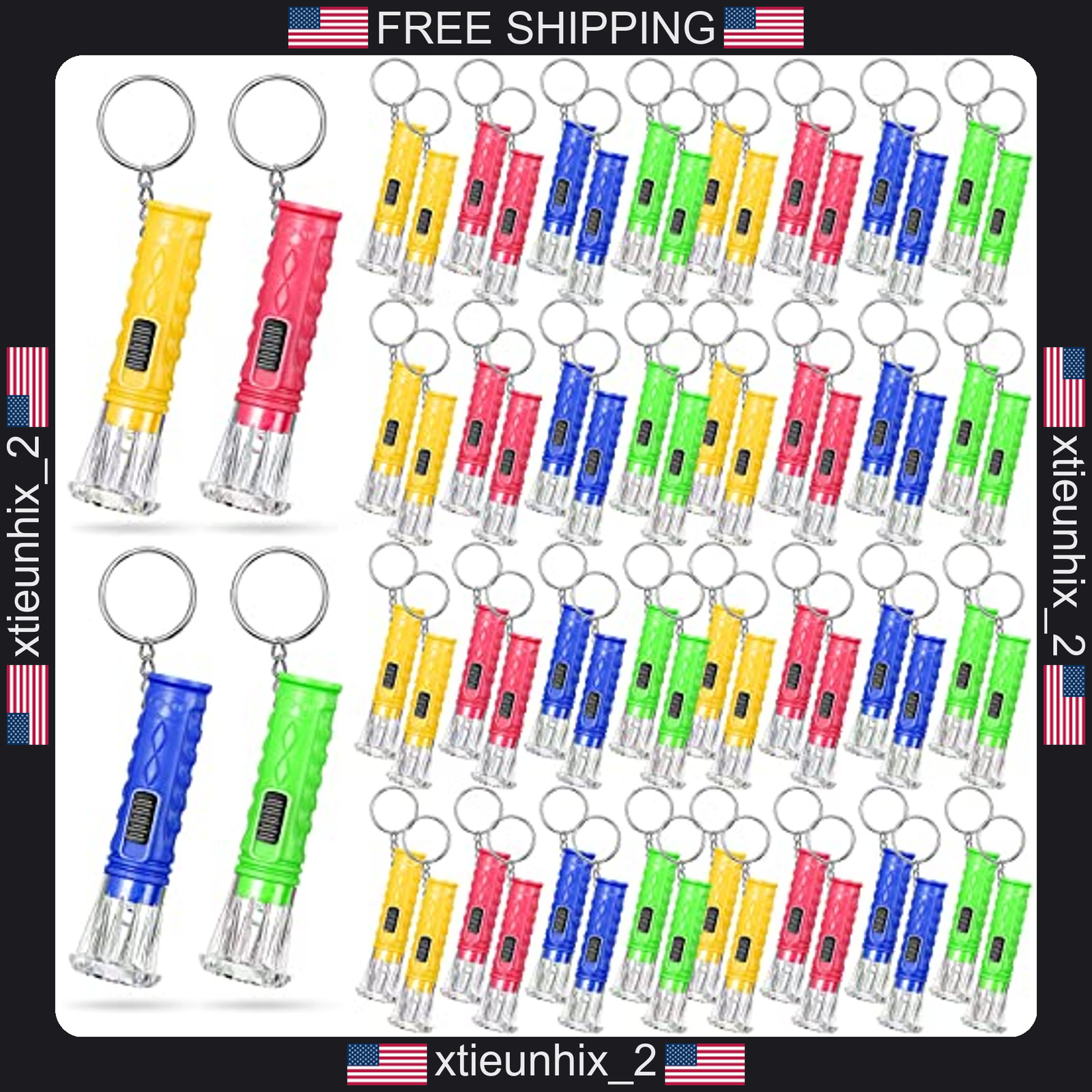 Mini Flashlight Keychains Bulk 100 Assorted Colors Bright LED Portable