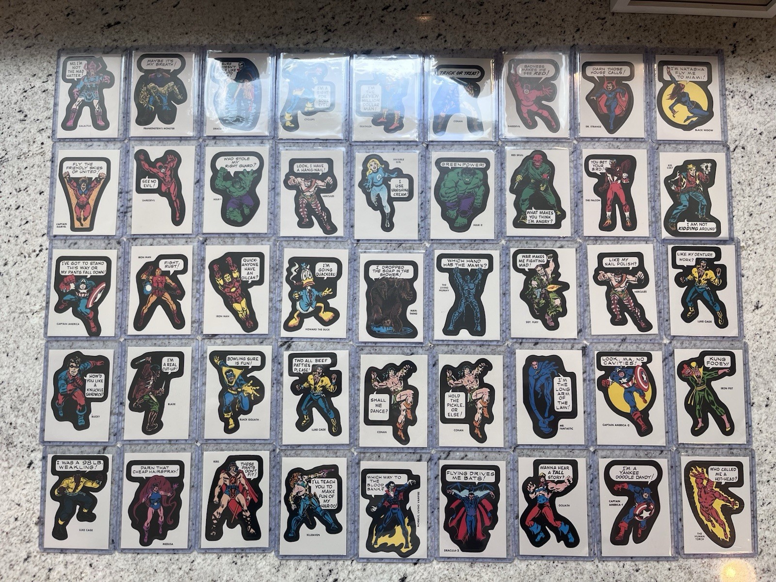 Lot of 45 REPRODUCTION 1974 1975 Topps Marvel Comic Heroes Stickers From 2010