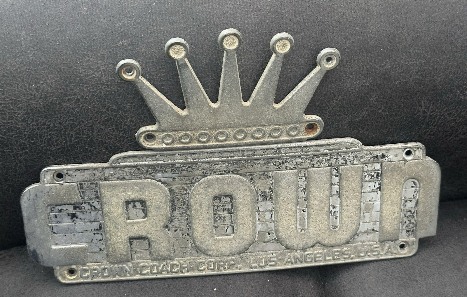 Vintage CROWN COACH Los Angeles, U.S.A.  School Bus Emblems CALIFORNIA MFG.