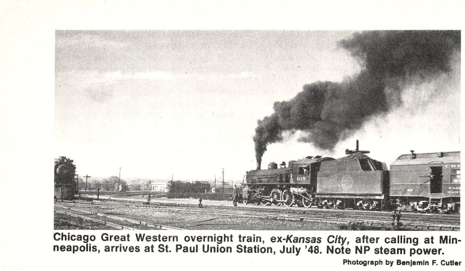 Chicago Great Western Steam Train St Paul Union Station Vintage Magazine Image