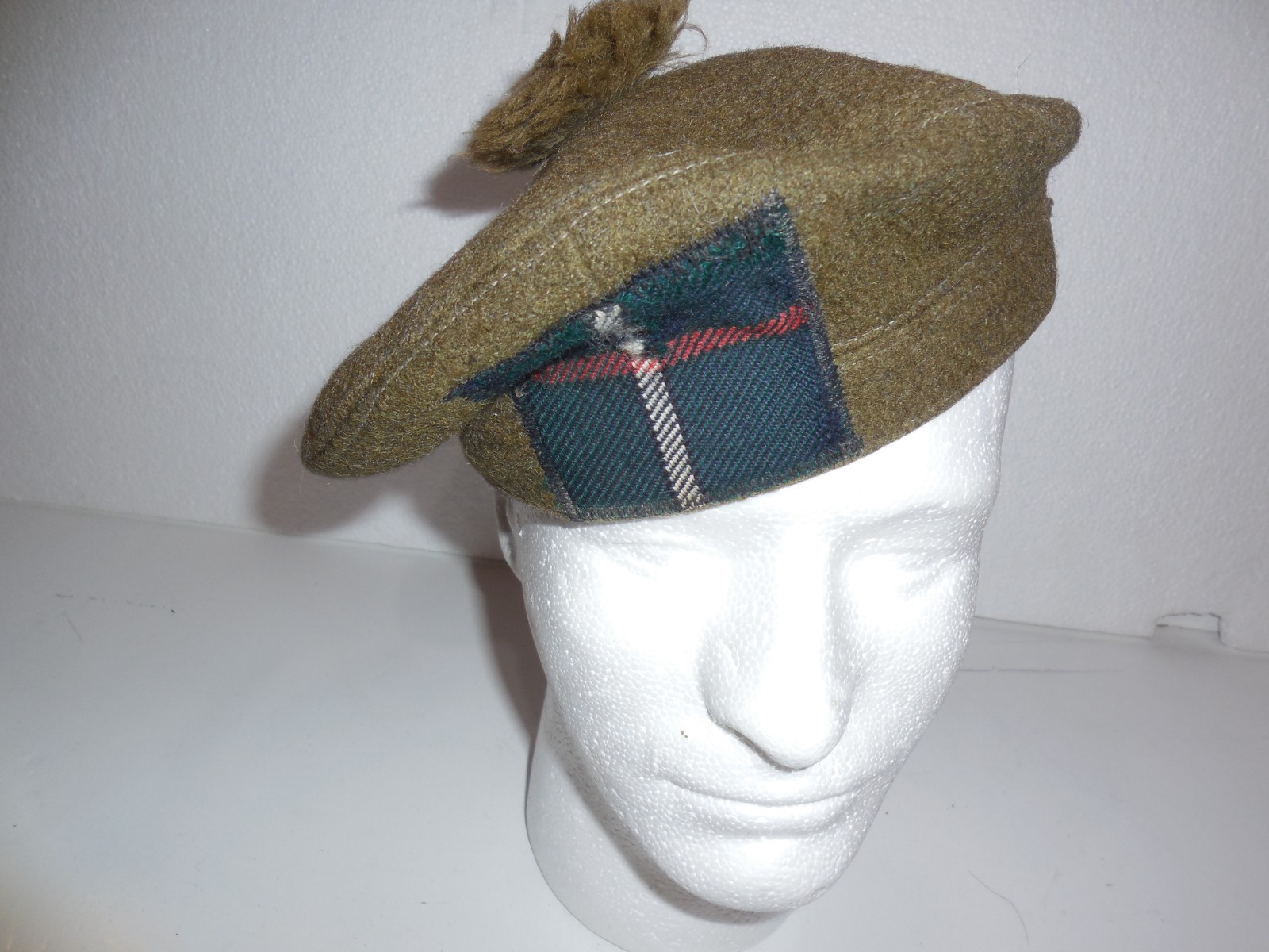 Vintage Scottish Military Wool Tom O'Shanter Cap Hat w/Toorie Pom MackenzieTartn