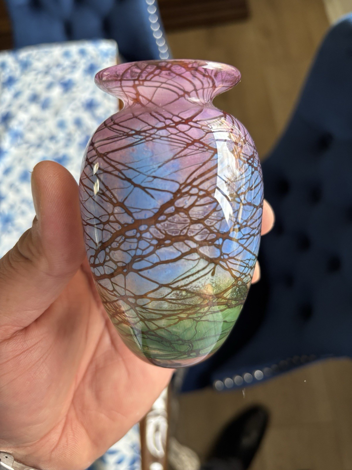 Nowat Studio David Lindsey  Hand Blown Multicolor Abstract Glass Miniature Vase