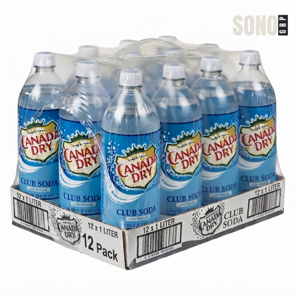 Canada Dry Club Soda, 1 Liter 33.8 Fl Oz (Pack of 12)