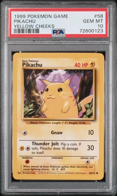 1999 POKEMON GAME UNLIMITED #58 PIKACHU YELLOW CHEEKS PSA 10