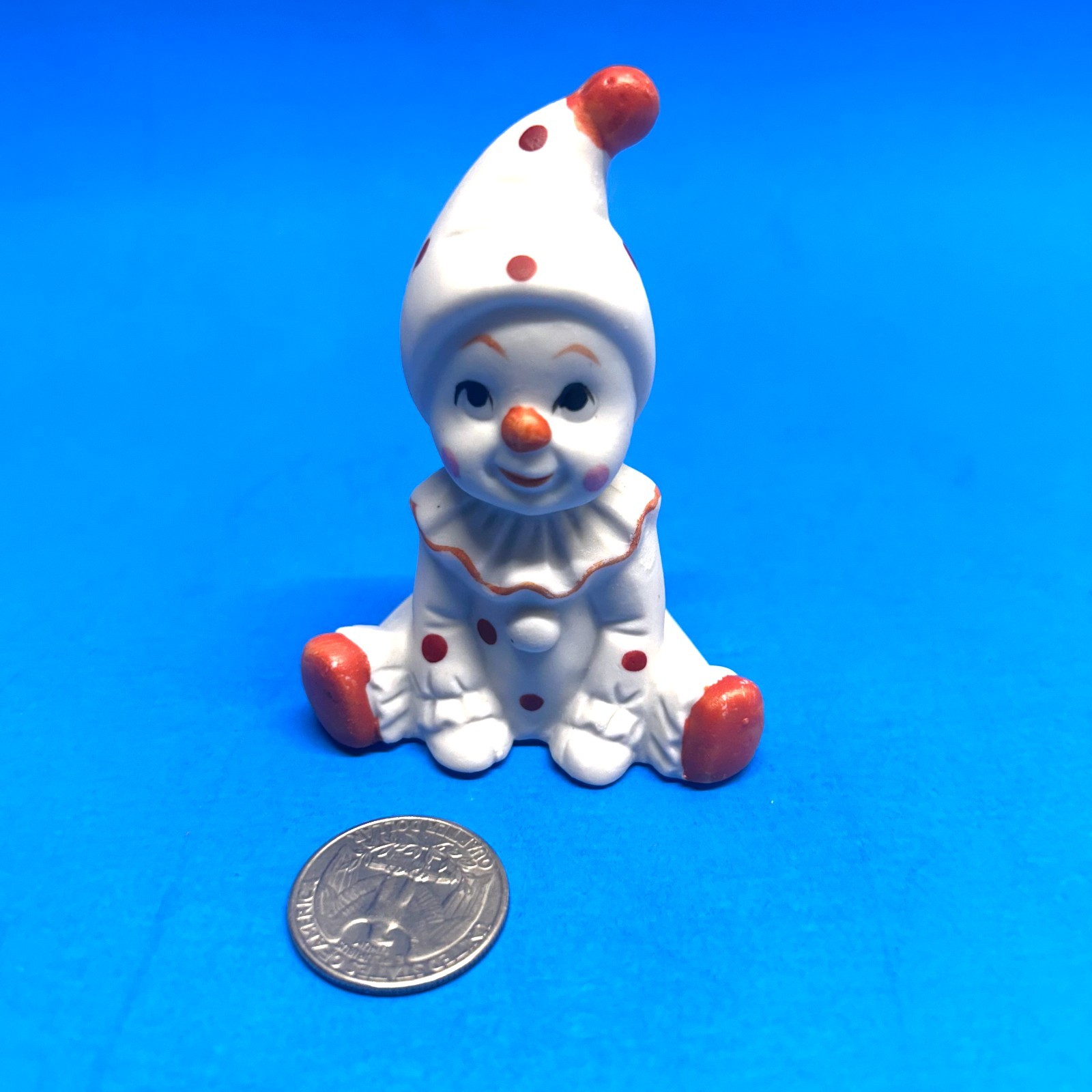 Vintage Bisque Porcelain Baby Clown Jester Figurine 3\