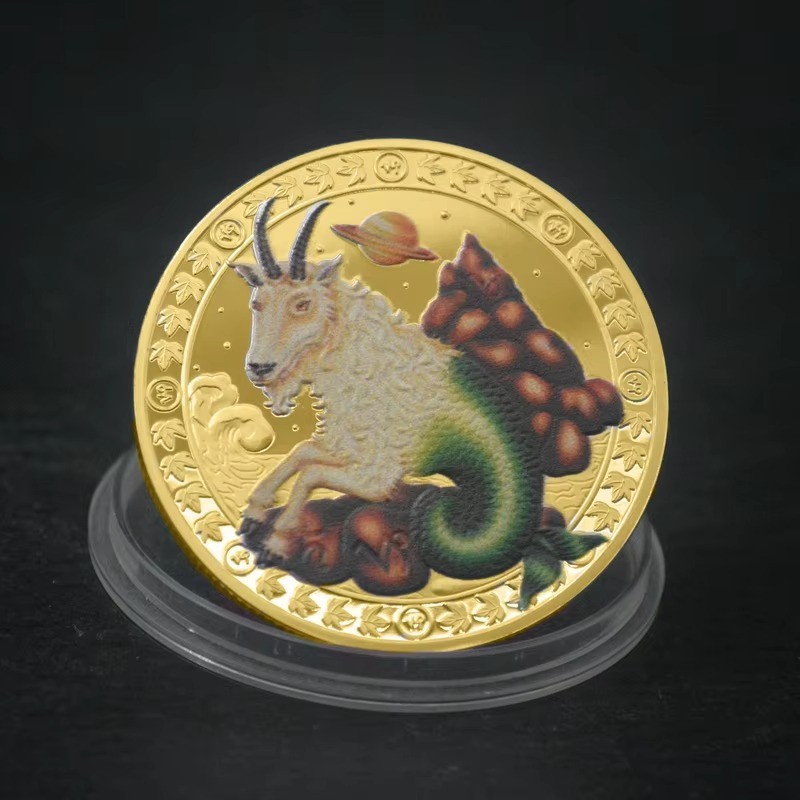 Capricorn Zodiac Challenge Coin Good Luck Charms Zodiac Gifts for Men Women